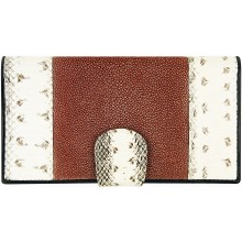 Genuine snake and stingray leather wallet PATW130PIN-ST Natural / Wine