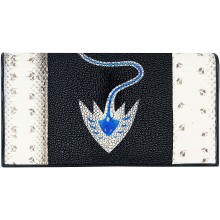Genuine snake and stingray leather wallet PATW131PIN-ST Natural / Black / Blue