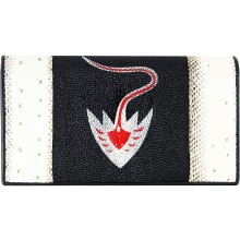 Genuine snake and stingray leather wallet PATW131PIN-ST Natural / Black / Red