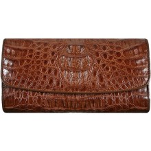 Genuine alligator leather long wallet PCM03 Brown