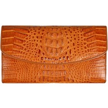 Genuine alligator leather wallet PCM05 Tan