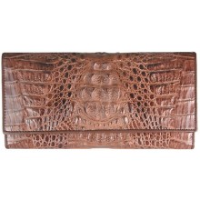 Genuine alligator leather long wallet PCM33 Brown