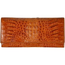 Genuine alligator leather long wallet PCM33 Tan