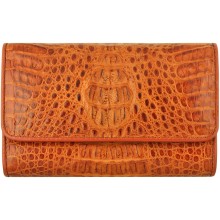Genuine alligator leather long wallet PCM814 Tan