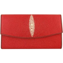 Genuine stingray leather wallet PR04 Fire Red