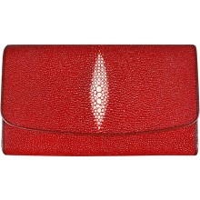 Genuine stingray leather long wallet PR52 Fire Red