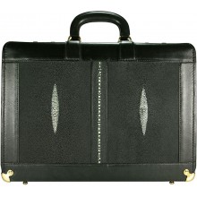 Stingray leather attache case / overnighter PRSTEB01-G Black