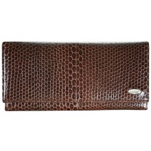 Genuine snake leather wallet PSM33 Brown