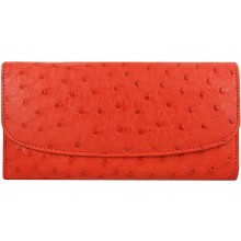 Genuine ostrich leather exclusive wallet PSOS03 Fire Red