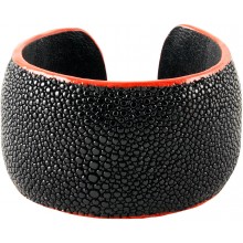 Genuine stingray leather bracelet PSR040PB Black / Red