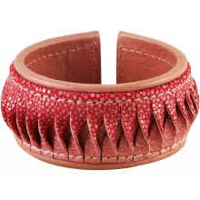 Genuine stingray and snake leather bracelet PSR-035SA Pink