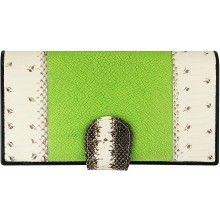 Genuine snake and stingray leather wallet PATW130PIN-ST Natural / Green