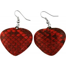 Genuine python sanke leather earrings PTER06 Red