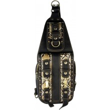 Genuine python snake and cow leather chest bag PTHOL84 Brown / Natural
