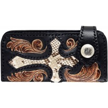 Genuine python and cow leather wallet PTWLF800 Black / Brown