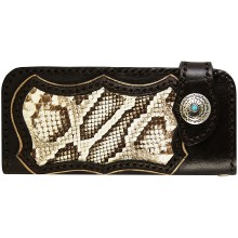 Genuine python and cow leather wallet PTWLF821 Brown / Natural