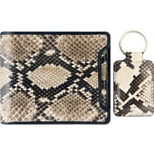 Genuine python leather wallet & key ring set PTWS05 Natural