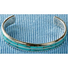 Sterling silver bangle with turquoise inlay SBANGLE001