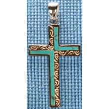 Sterling silver cross with turquoise inlay SCROSS001-2