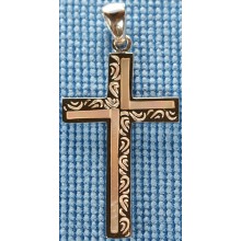 Sterling silver cross with white shell inlay SCROSS001-4