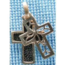 Sterling silver cross with stingray leather inlay SCROSS002