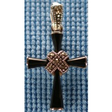 Sterling silver cross with onyx inlay SCROSS004