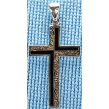 Sterling silver cross with onyx inlay SCROSS001-1