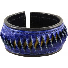 Genuine sea snake leather bracelet SKA-035 Blue / Yellow