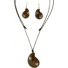 Coconut shell with sterling silver inlay set SN111SET