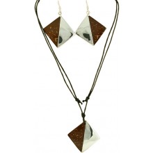 Coconut shell with sterling silver inlay set SN153SET