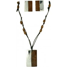 Coconut shell with sterling silver inlay set SN154SET