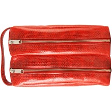 Genuine sea snake leather toiletry bag SNMAKEUP02L Fire Red