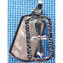 Sterling silver pendant with white shell inlay SPENDANT001-4