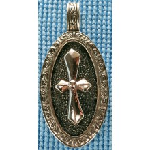 Sterling silver pendant / stingray leather SPENDANT005 Black