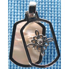 Sterling silver pendant with pink shell inlay SPENDANT008-3