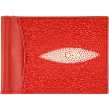 Genuine stingray leather money clip ST2392A Fire Red