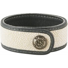 Genuine stingray leather wrist band STBL02 White / Grey