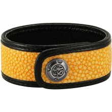 Genuine stingray leather wrist band STBL02SA Buttercup / Black
