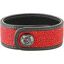 Genuine stingray leather wrist band STBL02SA Fire Red / Grey