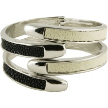 Genuine stingray leather bracelet STBL13SA-S Black / White