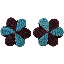 Genuine stingray leather earrings STER17SA Turquoise / Purple