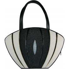 Genuine stingray leather bag STH291 Black / White