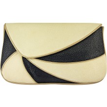Genuine stingray leather bag STH443-SA Black / Beige