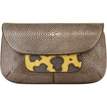 Genuine stingray leather bag STH444-SA Brown / Leopard