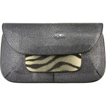 Genuine stingray leather bag STH444-SA Black / Grey Tiger