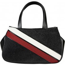 Genuine stingray leather bag STH451 Black / Burgundy / White