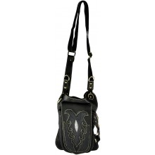 Genuine stingray and cow leather chest bag STHLG7 Brown / Black