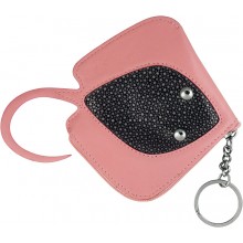 Genuine stingray key chain / coin purse STKH22-SA Grey / Pink