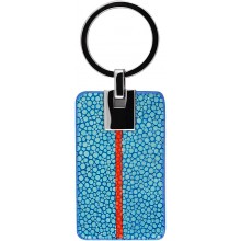 Genuine stingray leather key chain STKH29SA Turquoise / Orange