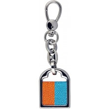 Genuine stingray leather key ring STKH31SA Turquoise / Orange